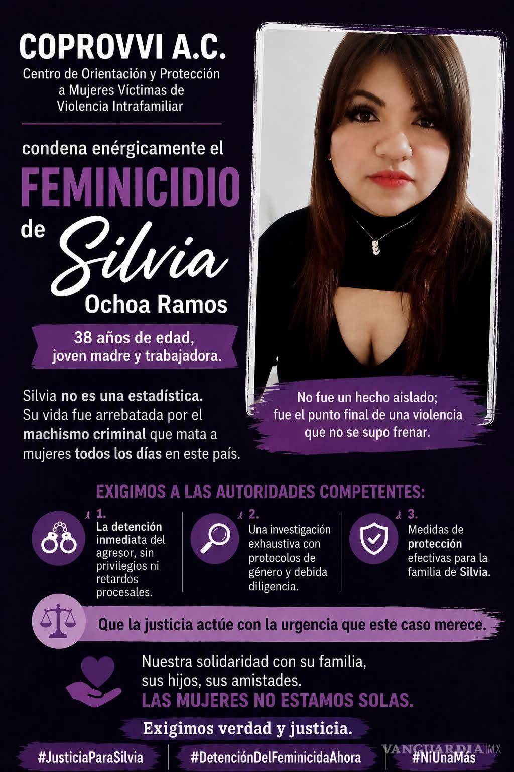 $!COPROVVI alza la voz y exige justicia para Silvia, ultimada a golpes por su ex pareja en Monclova