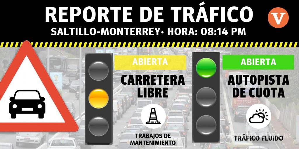 $!Reportan tráfico lento en autopista de cuota Monterrey-Saltillo