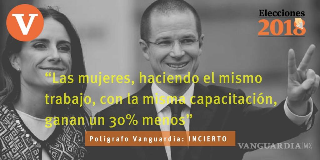 Es incierta la afirmación de Anaya de que las mujeres trabajadoras con la misma capacitación ganen 30% menos que un hombre