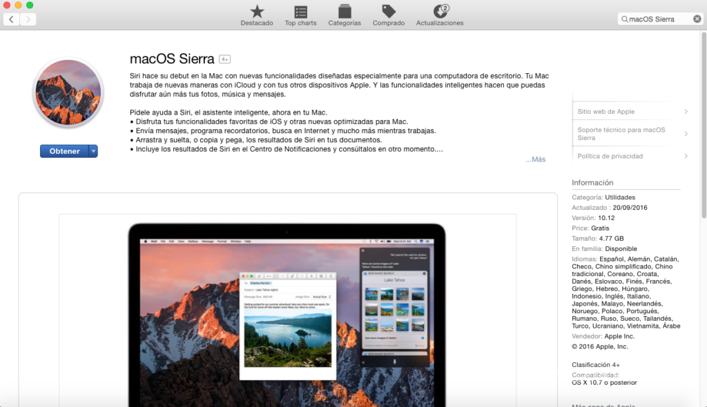 $!¡Llega macOS Sierra, la nueva versión de software de Mac!