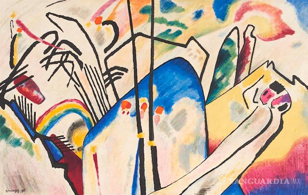 $!“Composición IV” (1911), de Vasili Kandinsky, una de las obras que forman parte de la muestra “La forma del infinito”, en el Museo de Arte Moderno y Contemporáneo de Údine (noreste de Italia). EFE/Museo de Arte Moderno y Contemporáneo de Údine