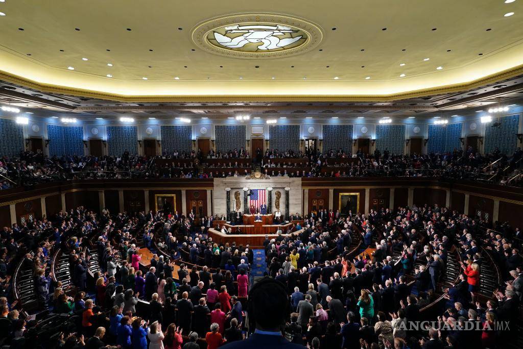 $!Vista del Joe Biden en momentos en que pronuncia su discurso sobre el Estado de la Unión en el Capitolio.