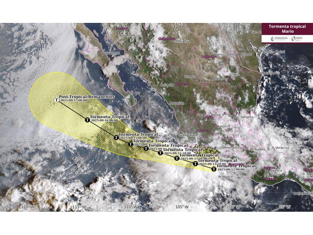 $!Tormenta tropical ‘Mario’ se forma cerca de costas mexicanas; esta será su trayectoria