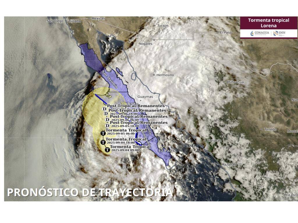 $!‘Lorena’ vuelve a ser tormenta tropical, esta será su trayectoria en México; ¿impactará dos veces?