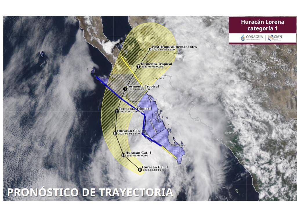 $!Huracán ‘Lorena’, en categoría 1, ¿cuál será su trayectoria por México?