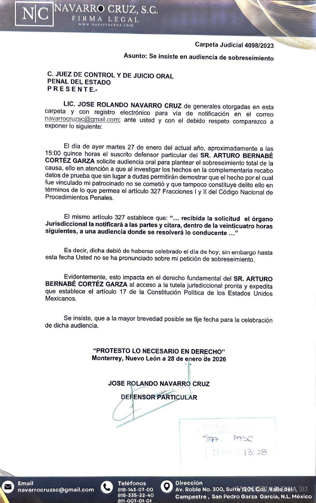 $!Defensa legal de Arturo Cortez, dueño de Garage y Talleres, pide sobreseer su caso ante fabricación de pruebas de la Fiscalía y del Poder Judicial de NL