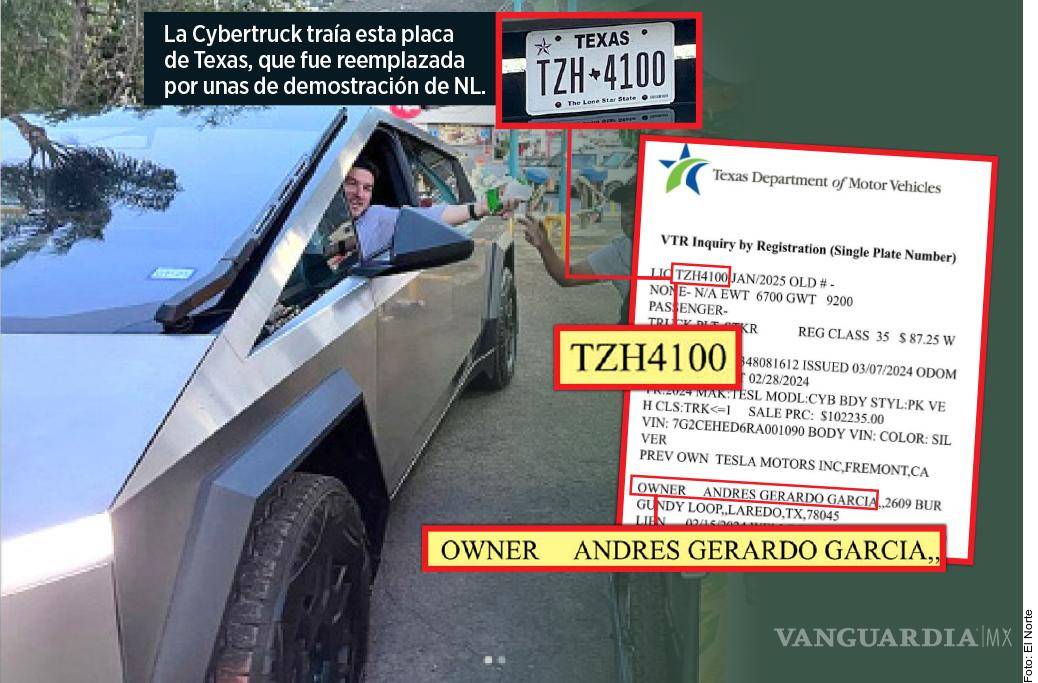 $!Cybertruck de Tesla que usa a diario Samuel García está a nombre de un vecino suyo