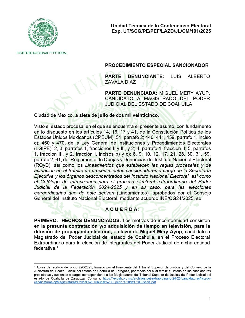 $!Abren investigación contra Miguel Mery por presunta campaña ilegal en elección judicial