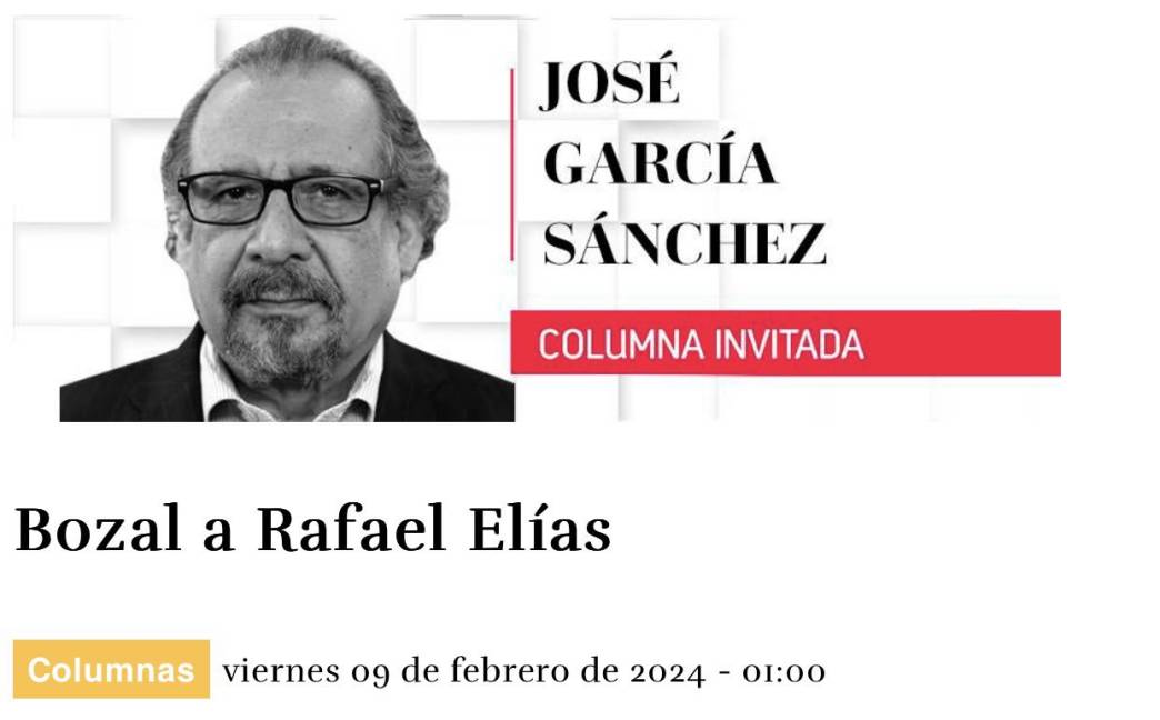 $!Columna de Rafael Elías.