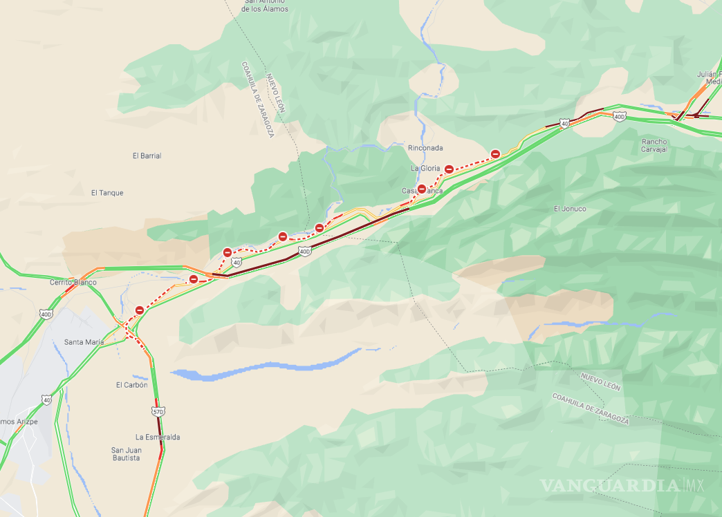 $!Las afectaciones del tráfico en la carretera abarcan distintos puntos del tramo Monterrey-Saltillo.