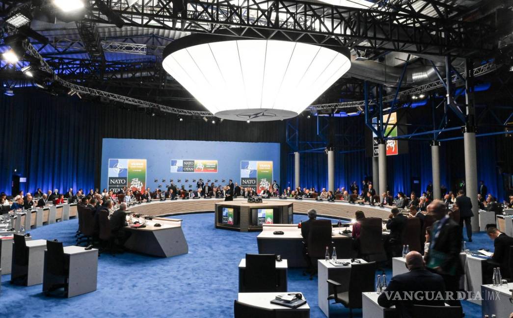 $!Vista general durante la reunión del Consejo del Atlántico Norte con Suecia en la cumbre de la OTAN en Vilnius, Lituania.