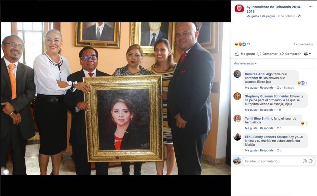 $!Le dan 'manota de gato' a retrato de alcaldesa de Tehuacán... se exceden con el retoque y genera burlas