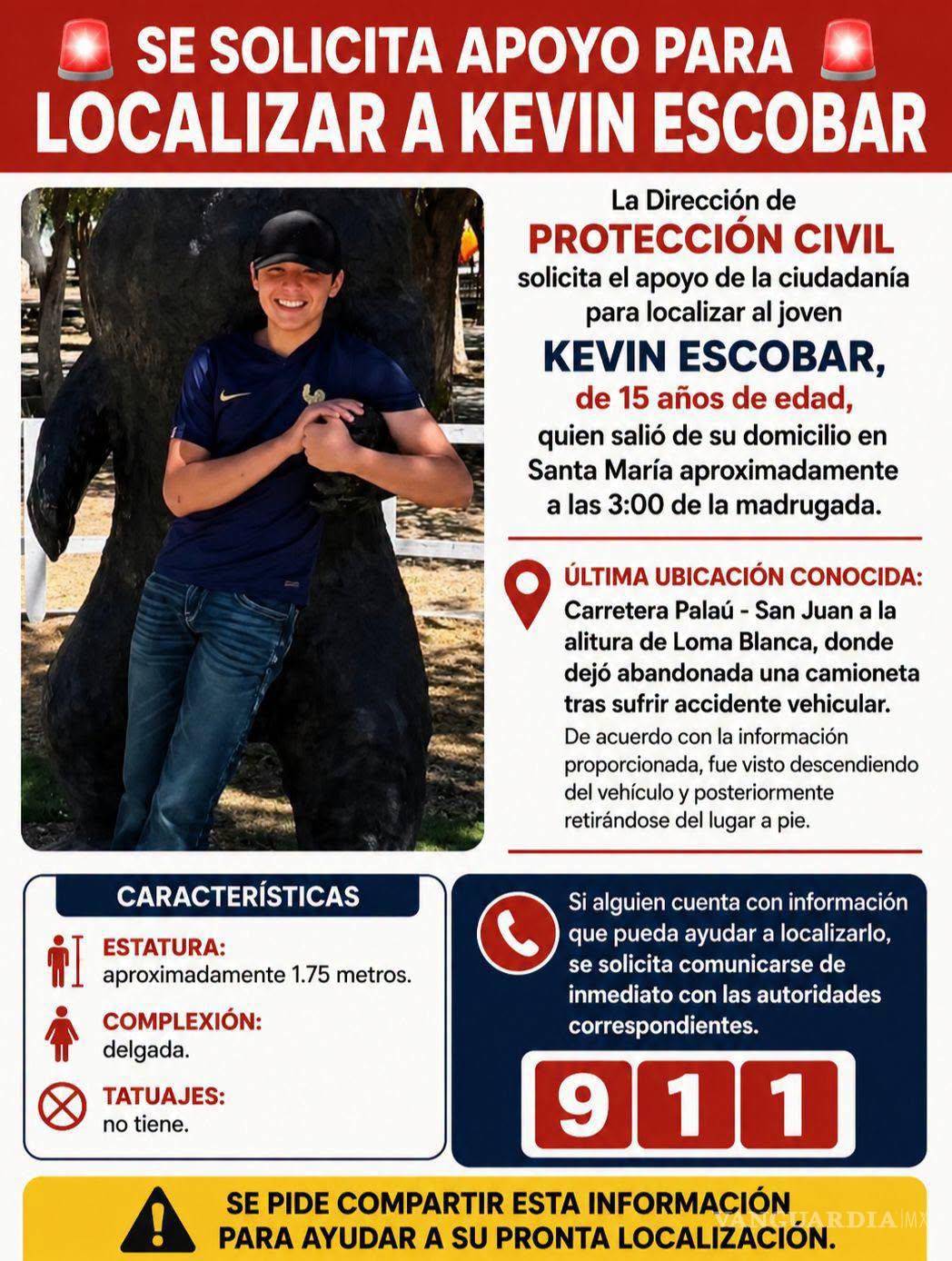 $!Familiares solicitaron apoyo de la ciudadanía para aportar información que permita establecer el paradero del menor.