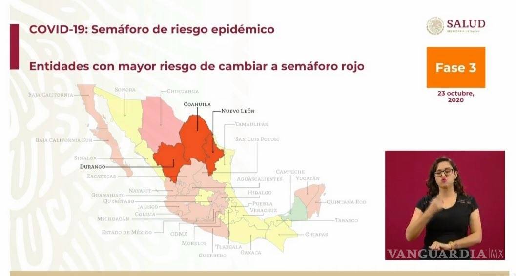 $!Chihuahua regresa a rojo en Semáforo COVID; Coahuila, Durango y Nuevo León en riesgo de pasar a rojo