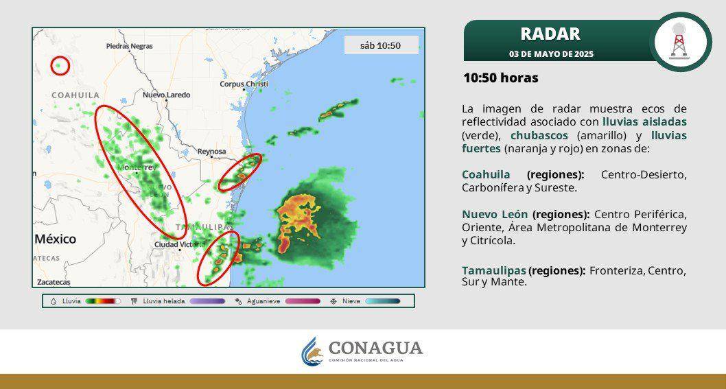 $!La interacción de frentes fríos y sistemas invernales genera lluvias ligeras y descenso de temperatura en el noreste del país.