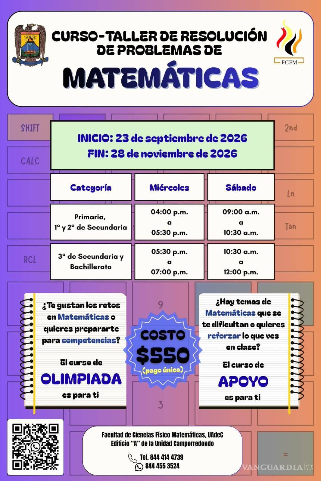 $!Invita UAdeC a curso de matemáticas para estudiantes de nivel Básico y Preparatoria