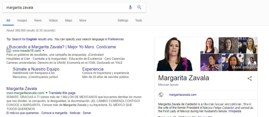 $!Si buscas en Google a AMLO, Anaya o Margarita... ¡aparece Meade!