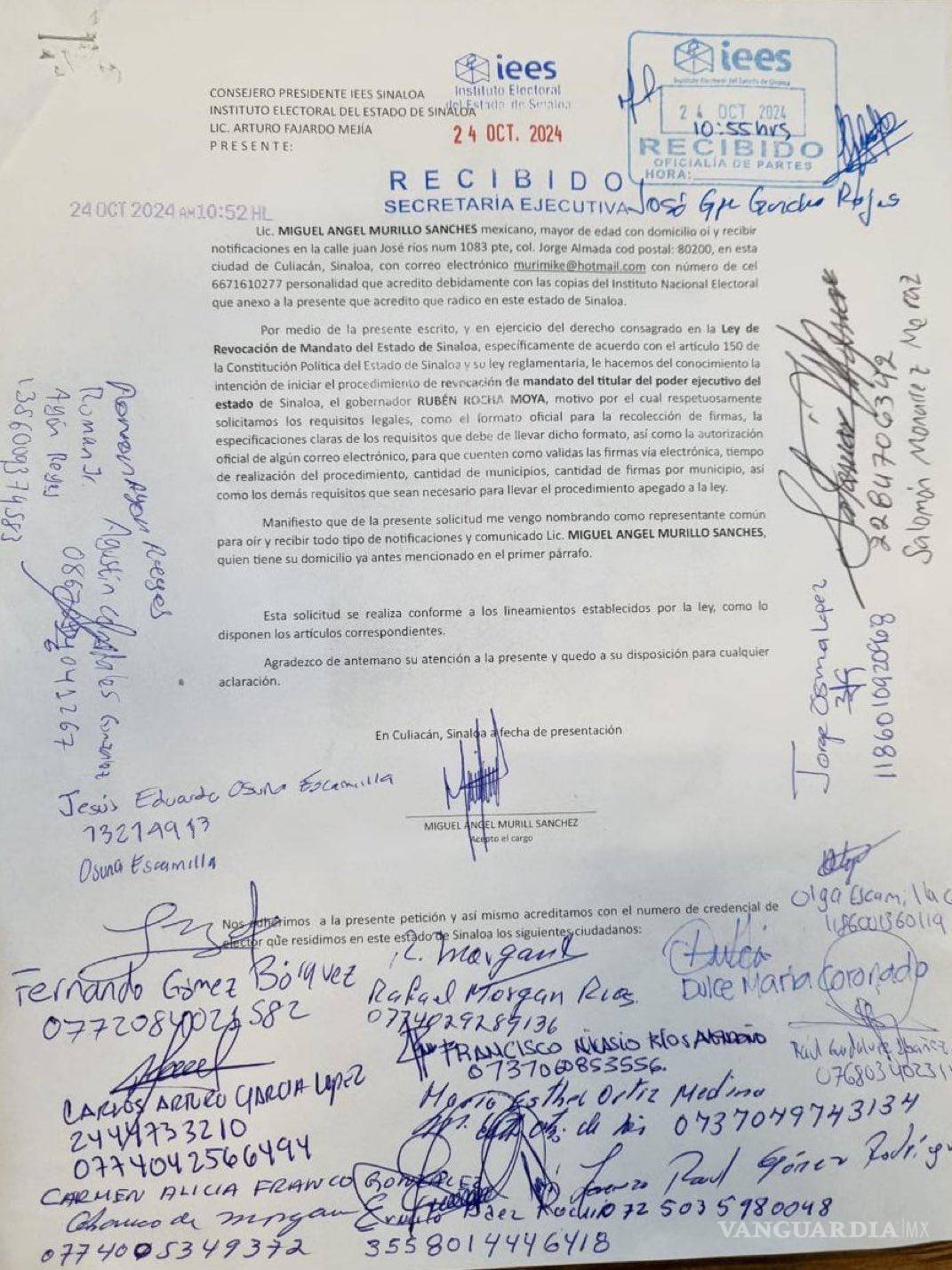 $!Buscan revocación de mandato del gobernador Rubén Rocha Moya en Sinaloa