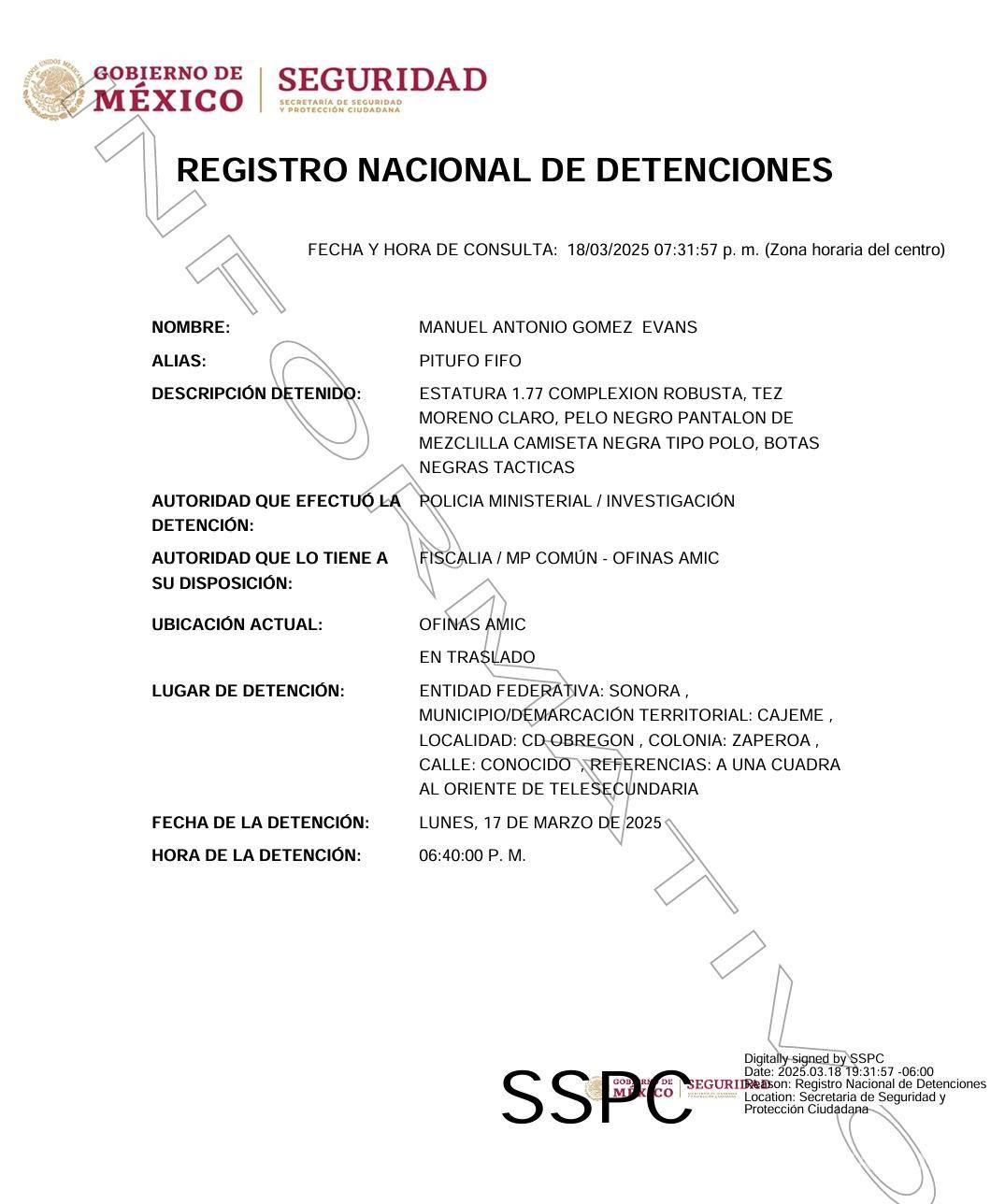 $!Capturan a ‘El Chino’, líder del grupo Los Salazar, en Sonora junto a otras cuatro personas