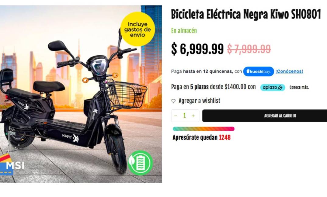 $!Bicicleta eléctrica por menos de 10 mil pesos en Waldo’s México.