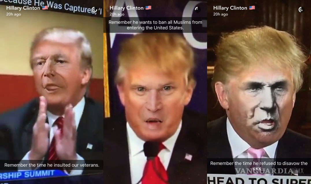 $!Hillary Clinton ataca los 'valores republicanos' de Donald Trump vía Snapchat