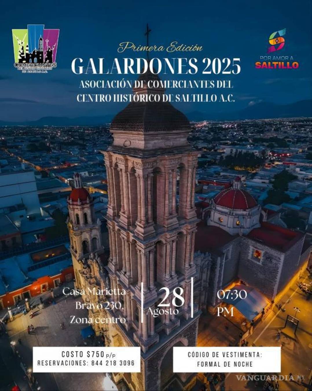 $!Flyer oficial del evento de reconocimiento a comerciantes destacados del Centro Histórico de Saltillo, que se realizará el 28 de agosto en Casa Marietta.