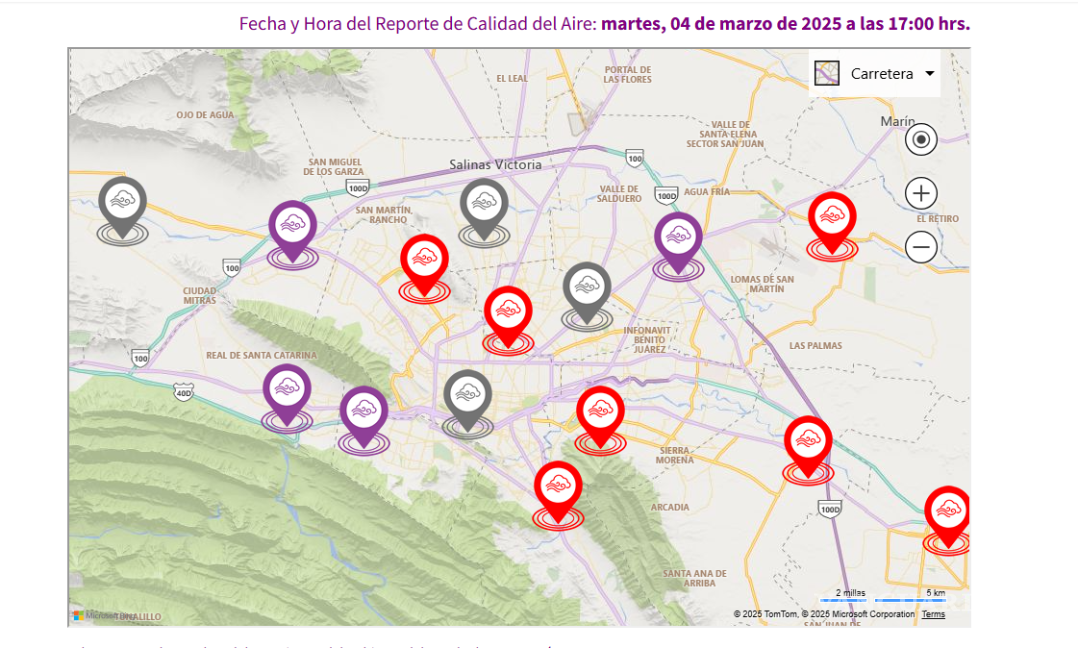 $!Captura de pantalla de las 17:00 hr. El 4 de marzo, 2025, en zona Metropolitana de Monterrey, Nuevo León.