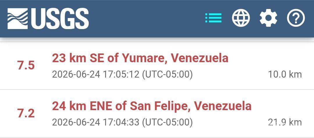 $!Sismos de magnitud 7.1 y 7.5 sacuden Venezuela en menos de un minuto