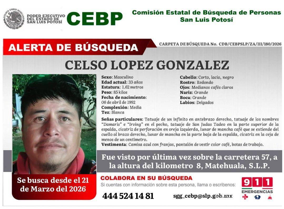 $!Desaparecen siete electricistas tras salir de Matehuala; activan fichas de búsqueda en San Luis Potosí