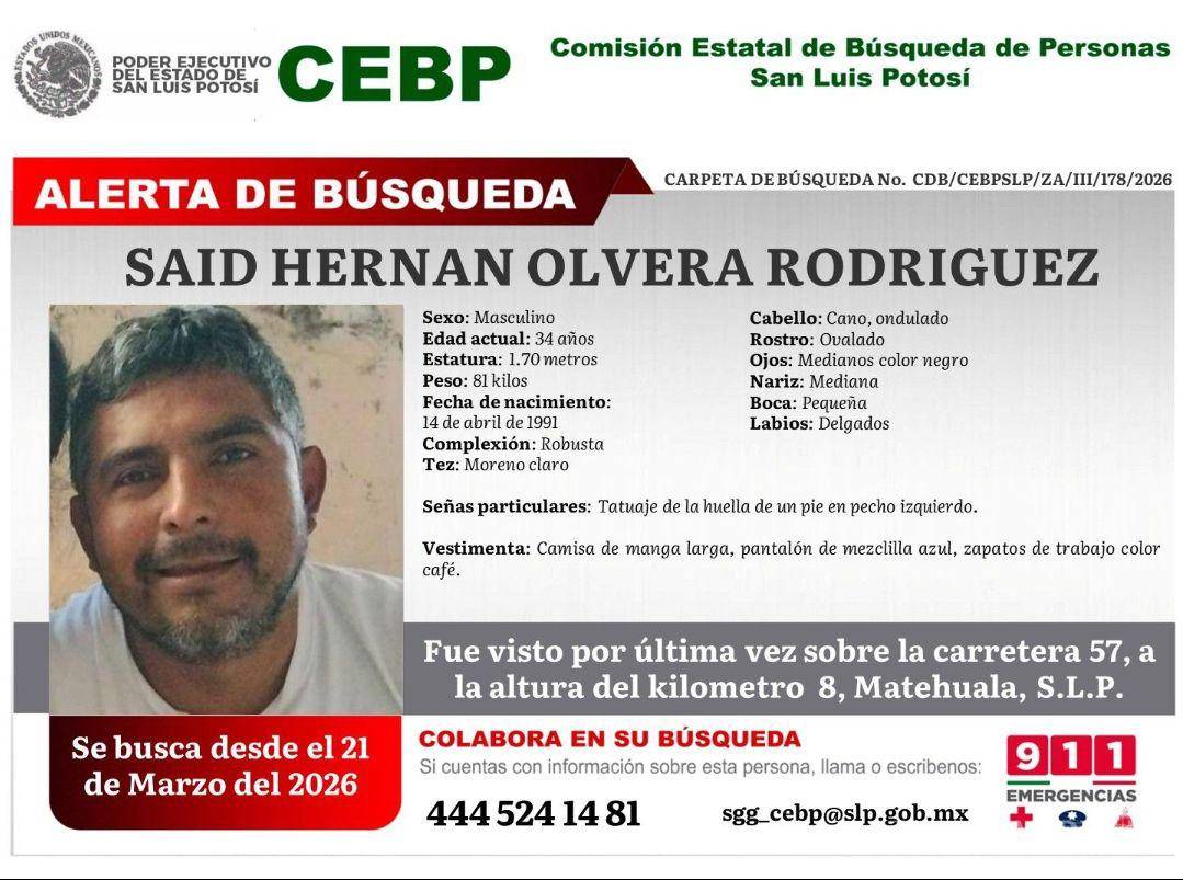 $!Desaparecen siete electricistas tras salir de Matehuala; activan fichas de búsqueda en San Luis Potosí