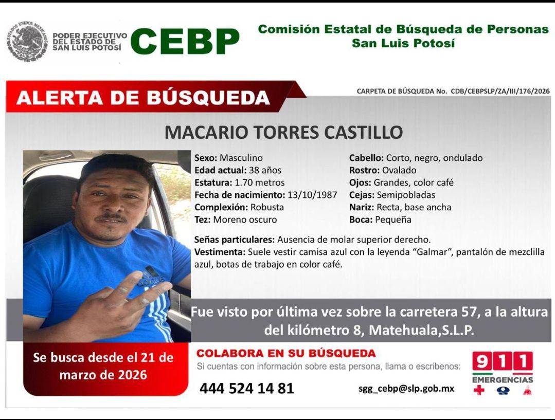 $!Desaparecen siete electricistas tras salir de Matehuala; activan fichas de búsqueda en San Luis Potosí