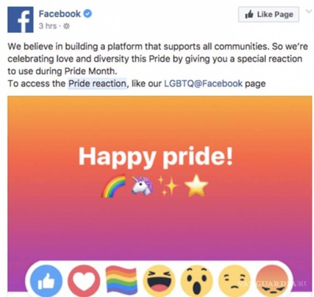 $!Con nueva reacción, Facebook celebra el Mes del Orgullo