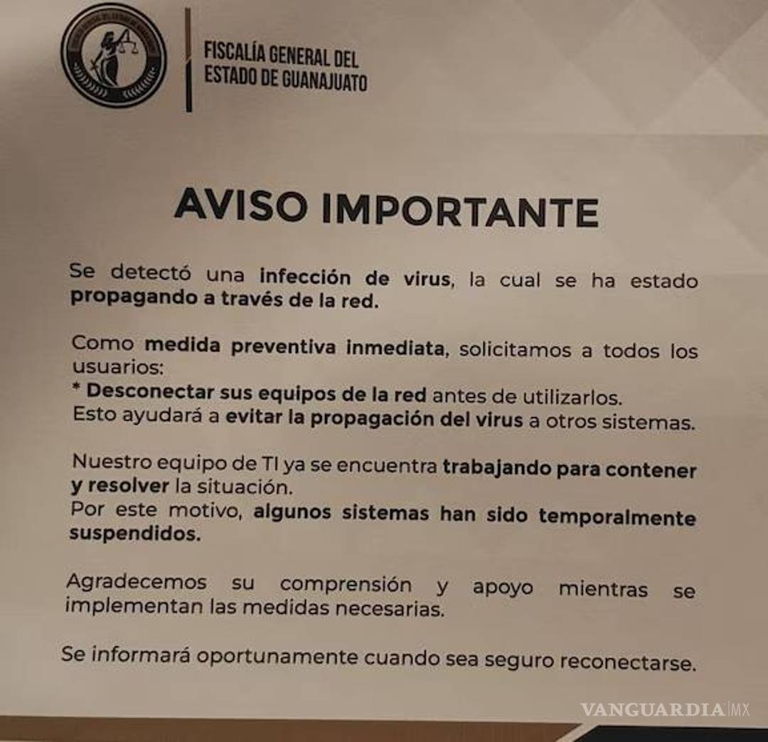 $!Ciberataque a Fiscalía de Guanajuato: filtran 70 GB de información y abren investigación