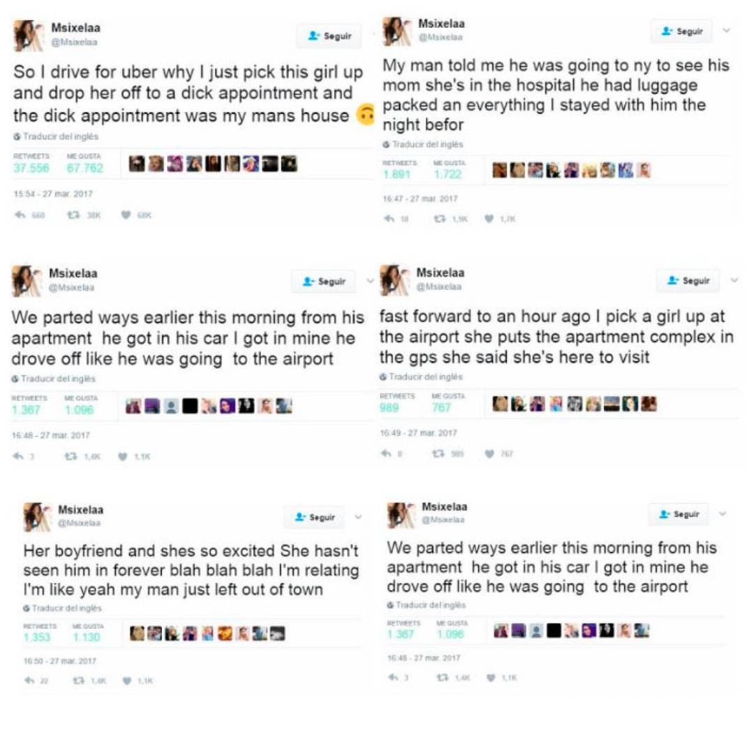 $!Mujer chofer de Uber descubre que pasajera es amante de su novio