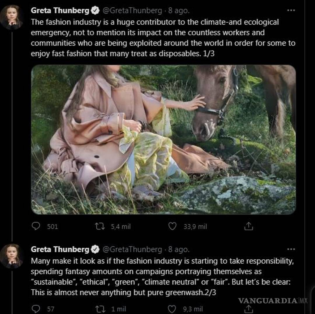 $!Desde la portada de Vogue, Greta Thunberg critica la industria de la moda