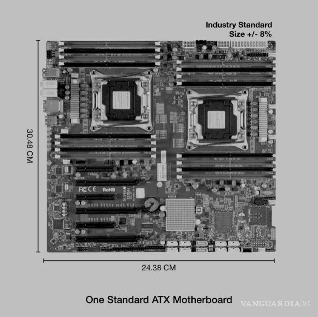 $!Aquí se aprecia una tarjeta madre modelo estándar ATX, una de las más comunes en el mercado. Su tamaño, critican los fabricantes de AbacusBasic, podría reducirse para generar menos contaminación.