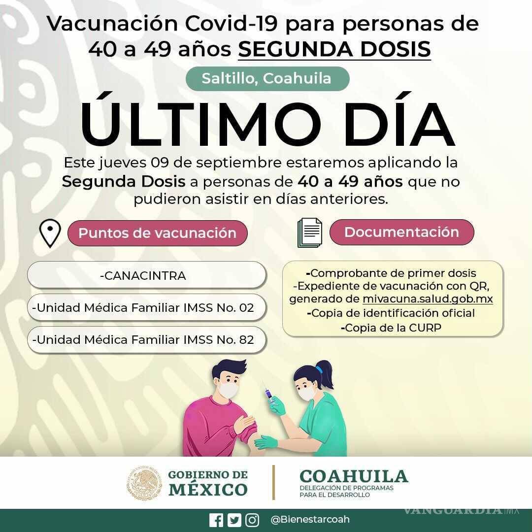 $!Este jueves en un horario de 8:00 am a 2:00 pm se estará aplicando la vacuna en tres módulos distintos: CANACINTRA, la Clínica 2 y la Clínica 82 del IMSS