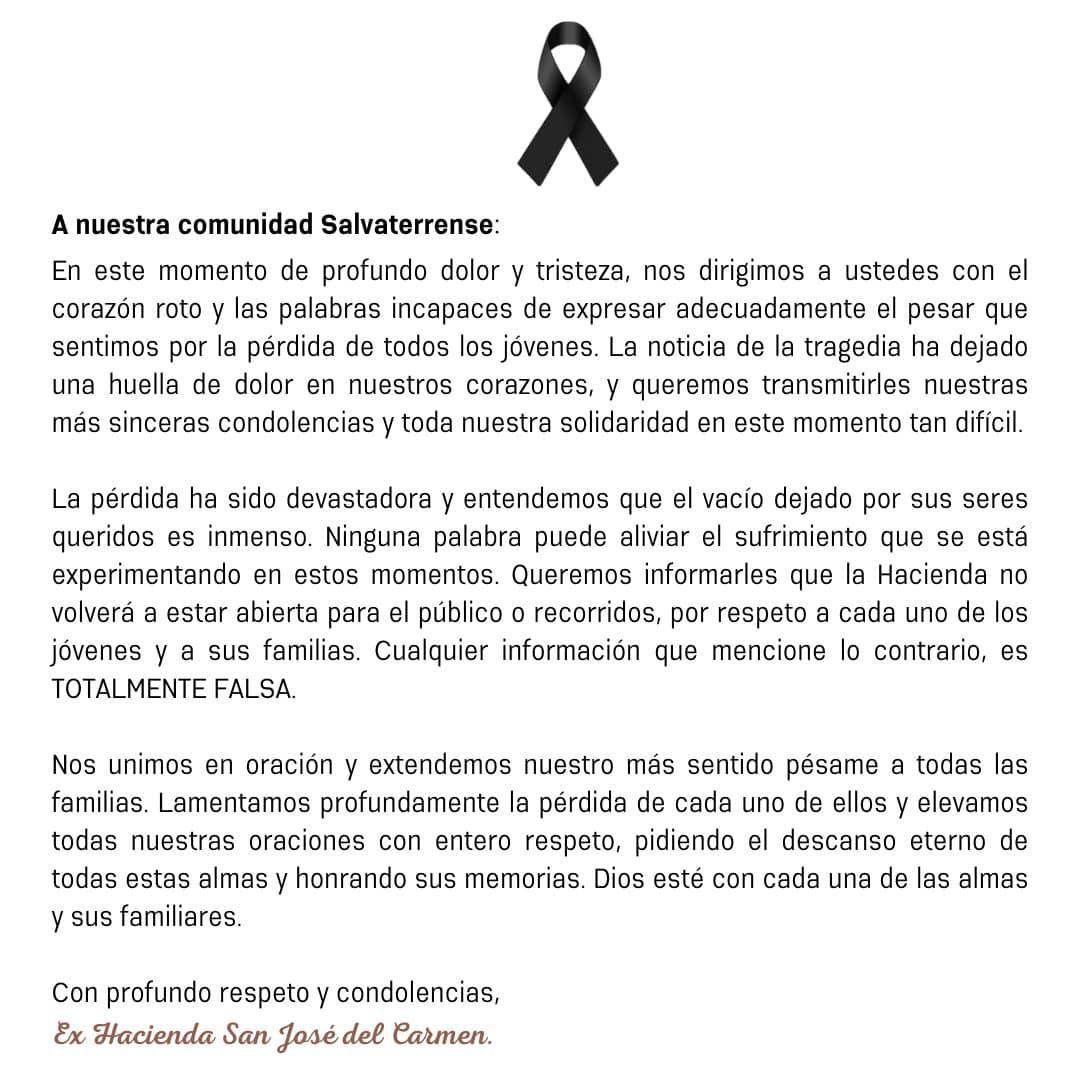 $!Hacienda de masacre en Salvatierra cerrará sus puertas ‘por respeto a los jóvenes’