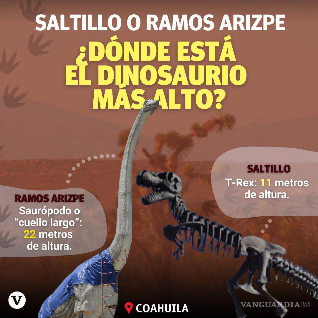 $!Tiene Ramos Arizpe dinosaurio más grande de la región; su cuello largo es 2 veces más alto que T-Rex de Saltillo