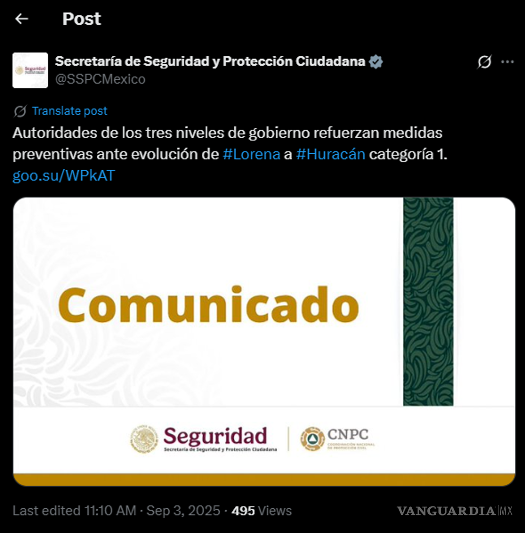 $!Suspenden clases en BCS y Sonora por huracán ‘Lorena’; ¿Qué otros estados se mantienen en alerta?