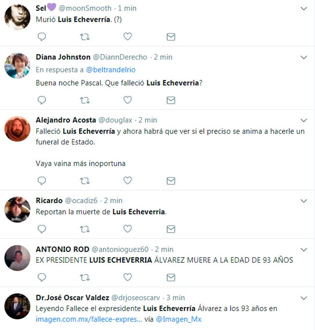 $!"Matan" en redes sociales al expresidente Luis Echeverría Álvarez