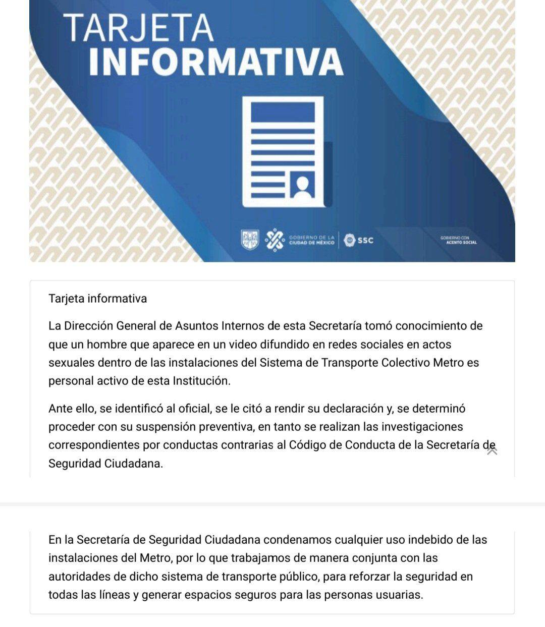 $!¡Sí era policía! SSC identifica y suspende a ‘actor’ que aparece en video de Luna Bella en Metro de CDMX