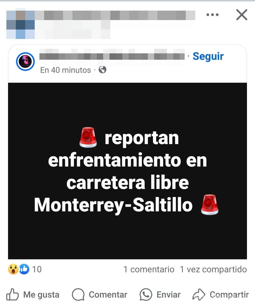 $!Reportan enfrentamiento en carretera libre Saltillo - Monterrey; autoridades desmienten información