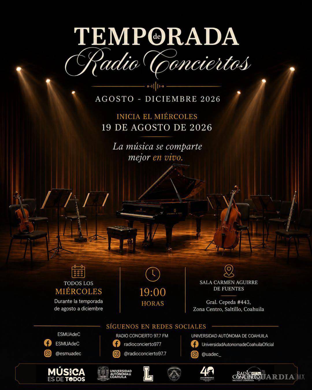 $!Los conciertos buscan acercar la música académica a la comunidad saltillense con acceso libre.