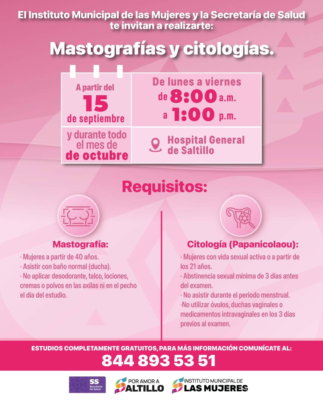 $!Saltillo ofrece mastografías y citologías gratuitas para prevenir cáncer en mujeres