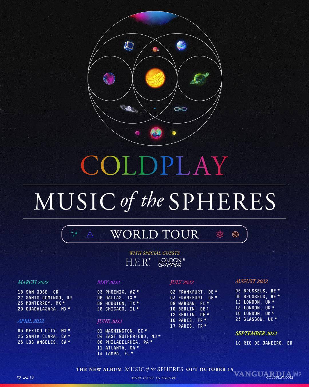 $!Cartel promocional del tour; en México, la artista estadounidense H.E.R será telonera de la banda.