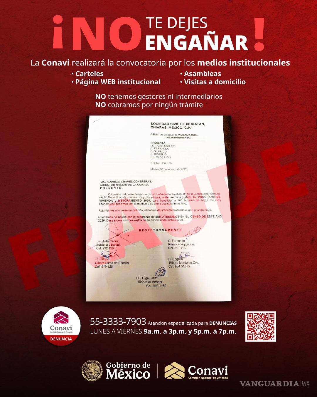 $!Conavi alerta por FRAUDE: Falso programa social ofrece 40 mil pesos para mejoramiento de vivienda