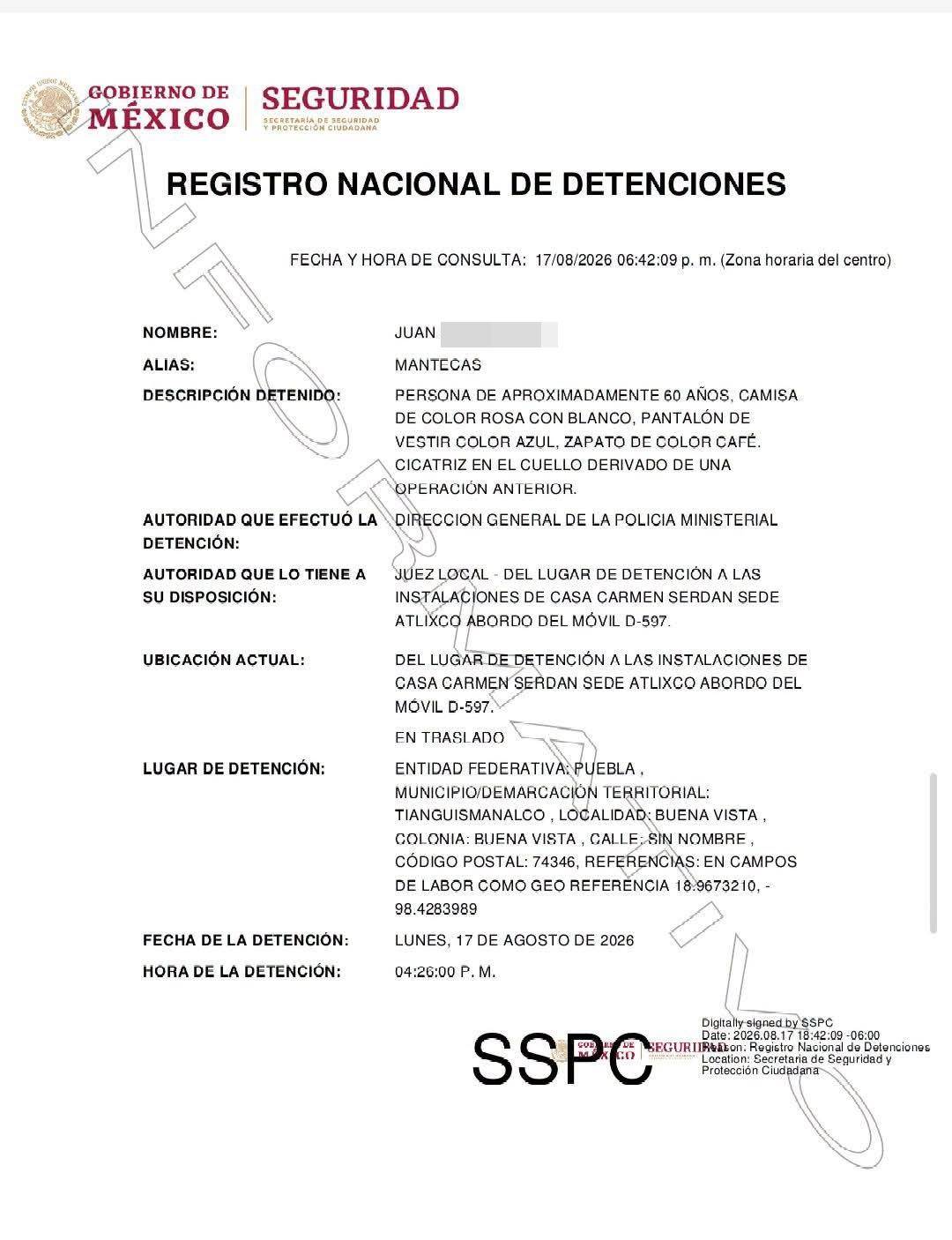 $!Detienen a Juan Pérez, ‘El Mantecas’, alcalde de San Juan Tianguismanalco, Puebla