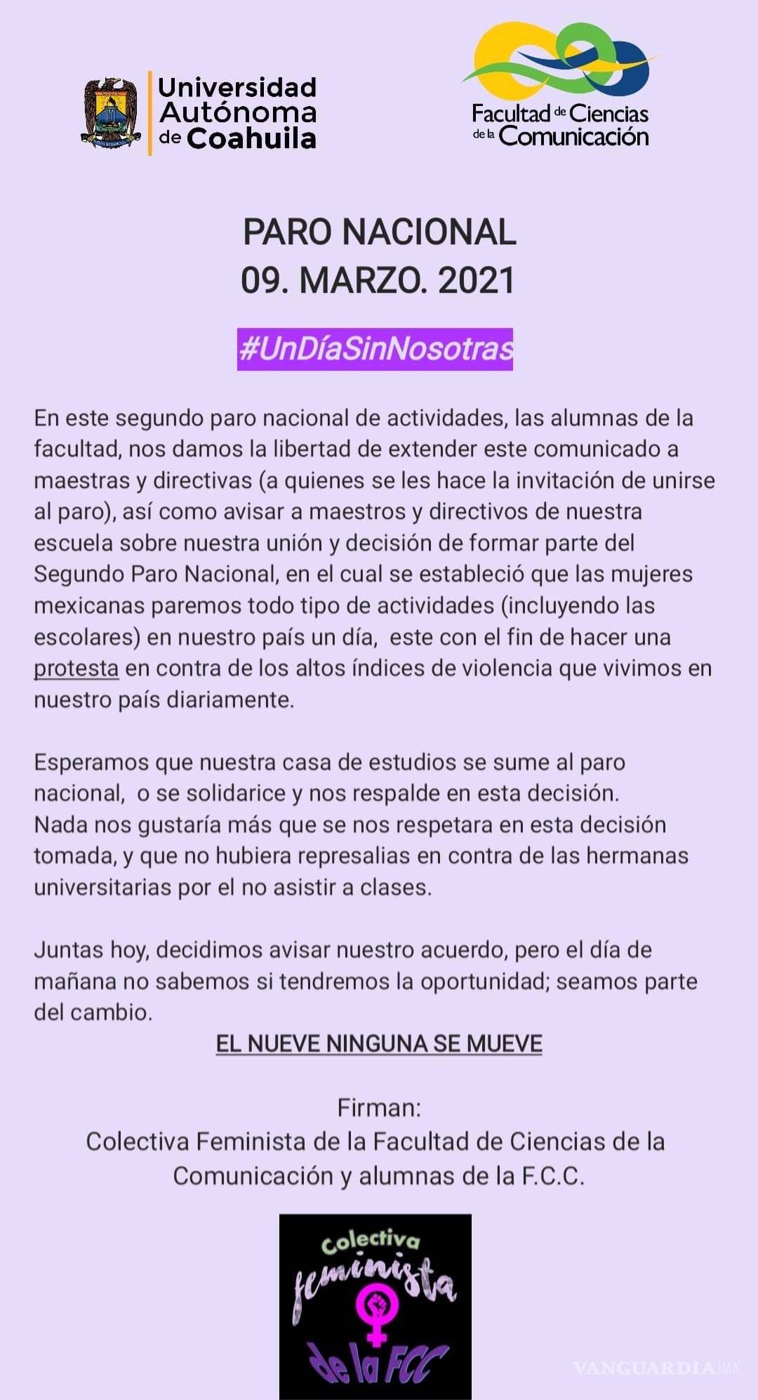$!Alumnas de UAdeC e Instituto Cumbres hacen paro; acusan que maestros del colegio les ponen falta