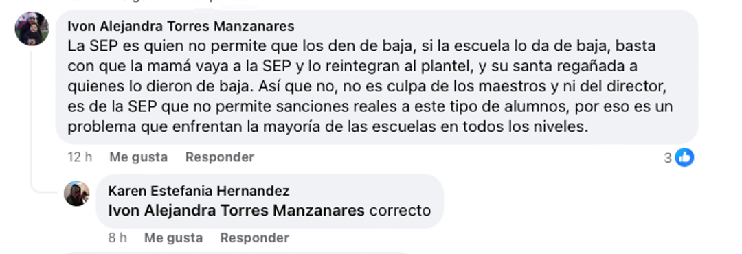 $!Una madre expone la perspectiva sobre el incidente, señalando la intervención de la Secretaría de Educación Pública y su impacto en el presunto caso de amenazas.